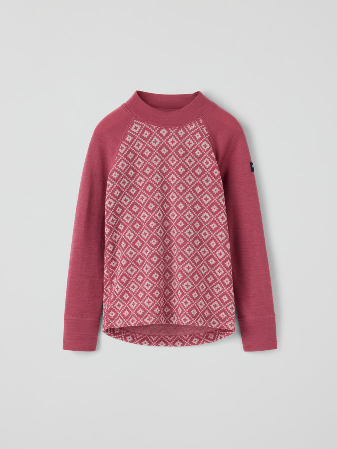 Long-sleeved merino wool top jacquard Long-sleeved merino wool top jacquard
