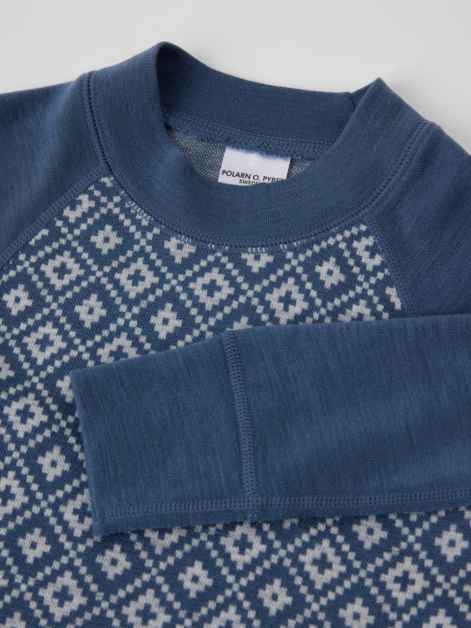 Long-sleeved merino wool top jacquard Long-sleeved merino wool top jacquard