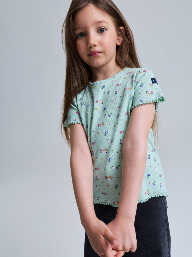Ribbed T-shirt floral Ribbed T-shirt floral